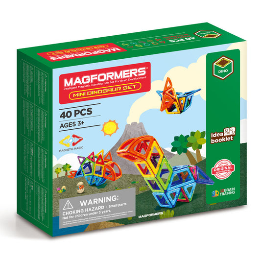 Juego de construcción magnético Magformers Mini Dinosaur Set - Dinosaurios, 40 piezas