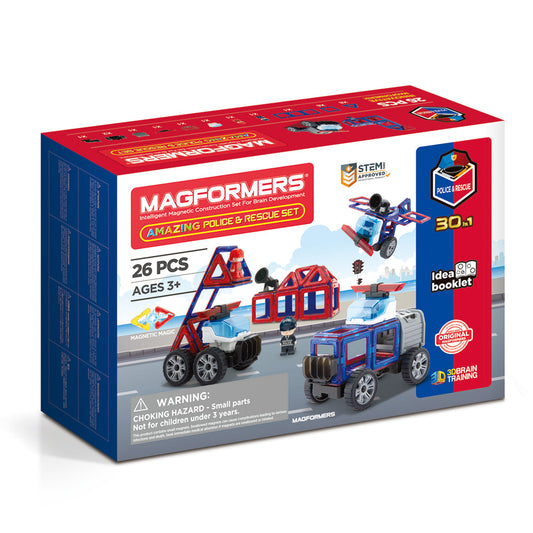 Mágneses építőjáték Magformers Amazing Police and Rescue Set - Police and Rescue, 26 darab