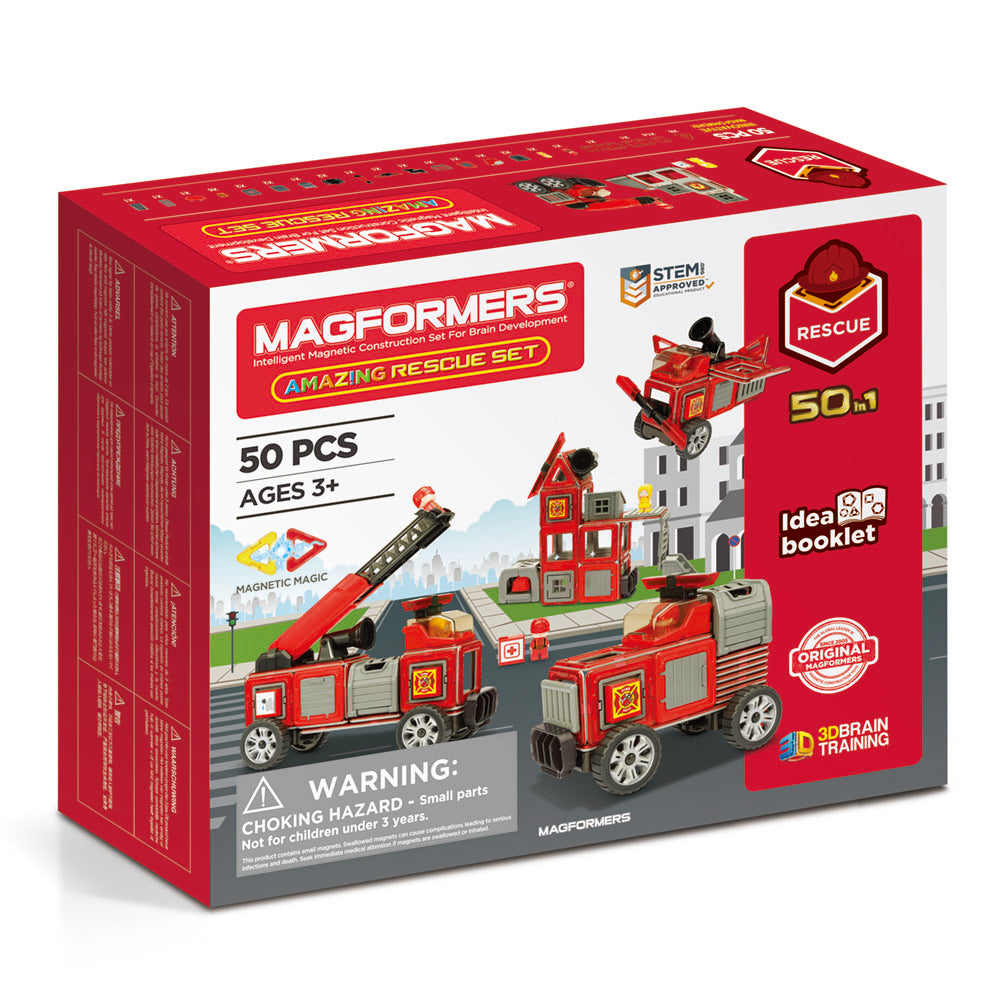 Magnetisches Konstruktionsspiel Magformers Amazing Rescue Set – Feuerwache, 50 Teile