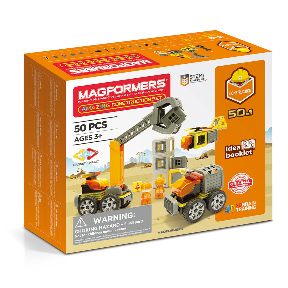 Магнитна конструкторска игра Magformers Amazing Construction Set - Строителна техника, 50 части