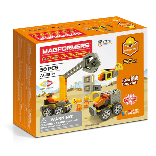 Mágneses építőjáték Magformers Amazing Construction Set - Építőipari gépek, 50 db