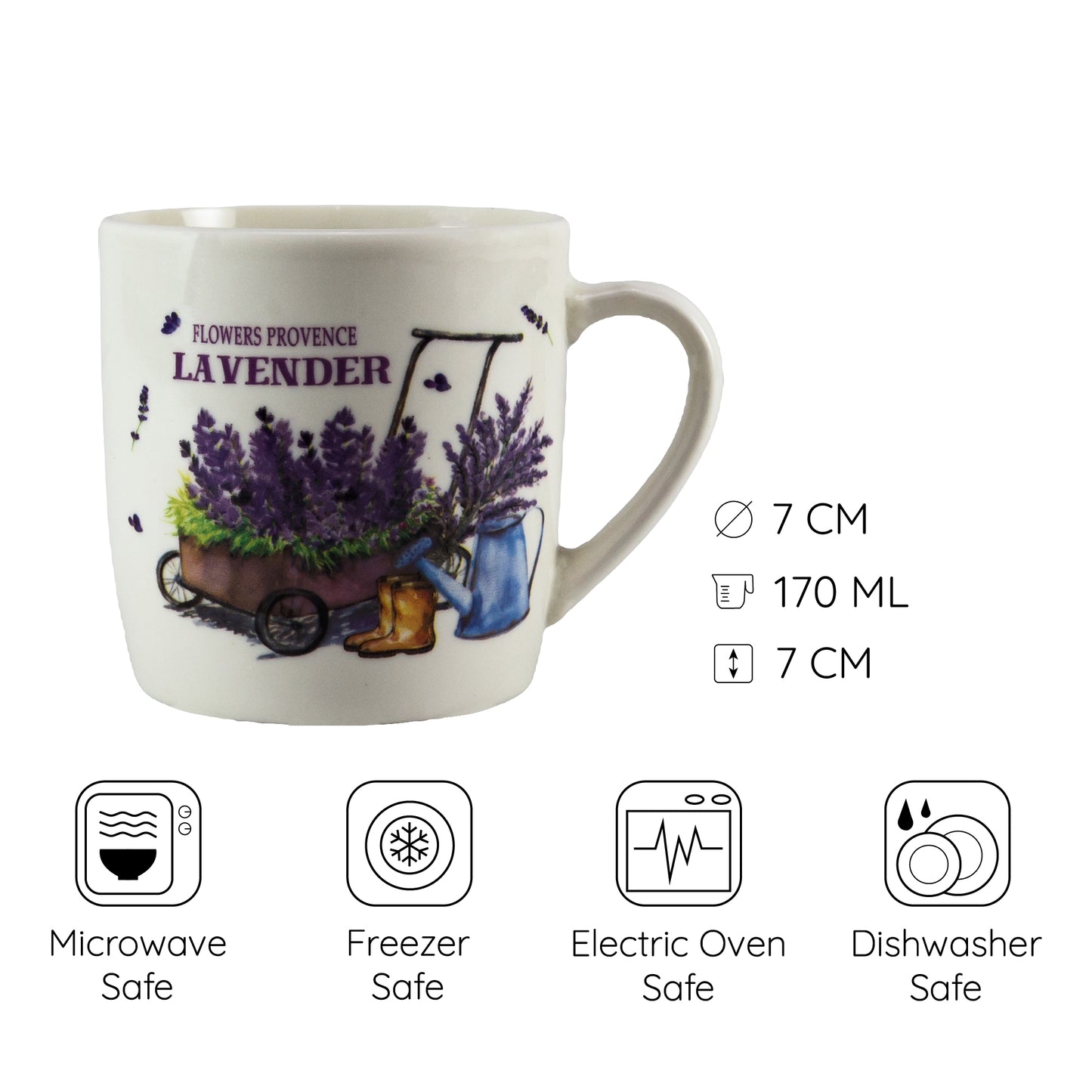 Cana 170 ml Alb cu design Lavanda