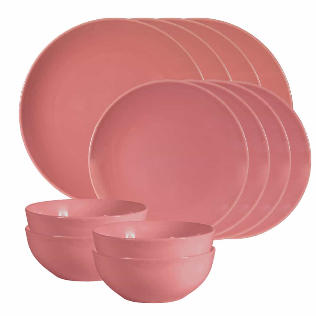 Tellerset 12-teilig, für 4 Personen, Glossy Pink, Cesiro, Dark Pink