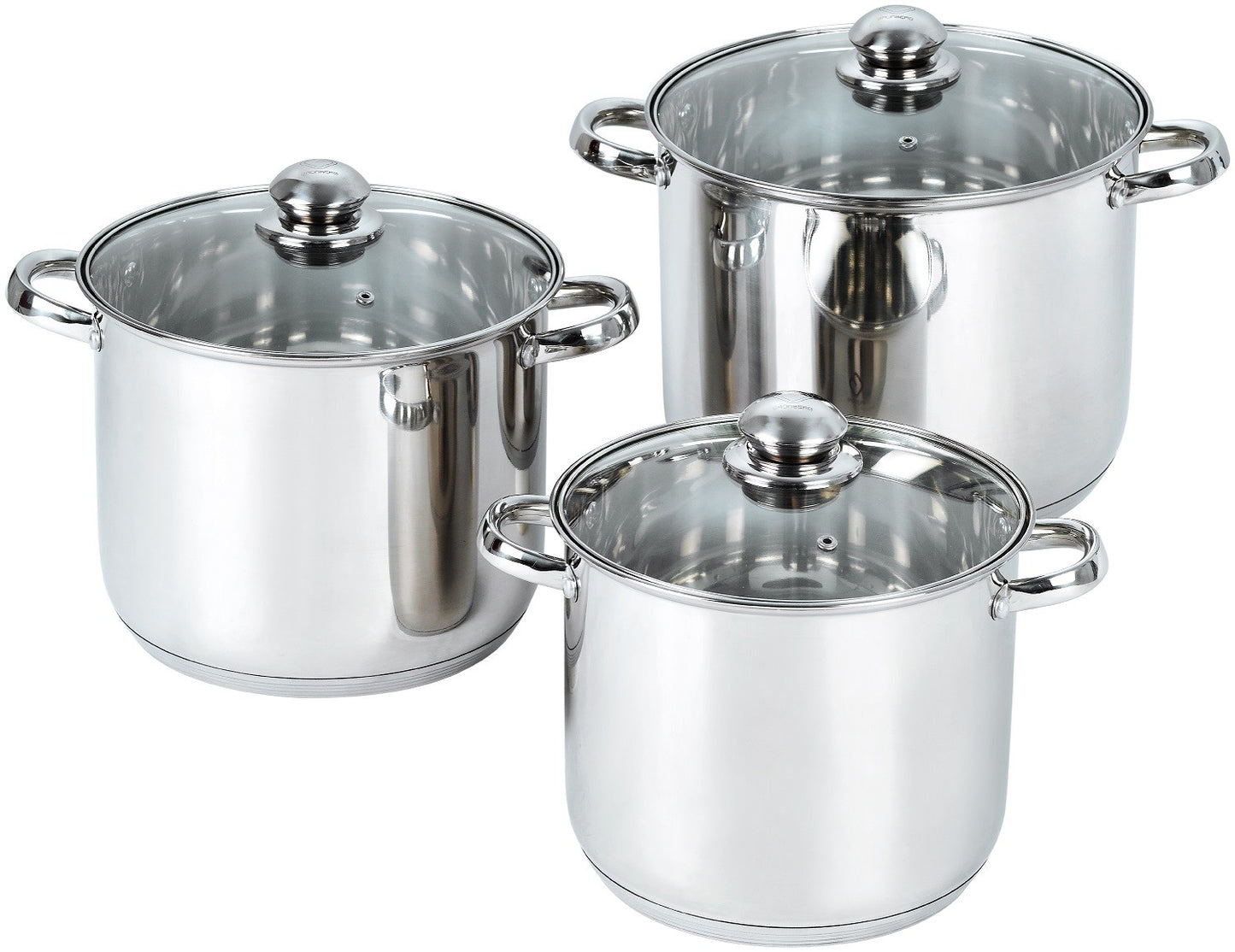 Set of stainless steel pots with glass lids, 6 pieces, Grunberg GR1052