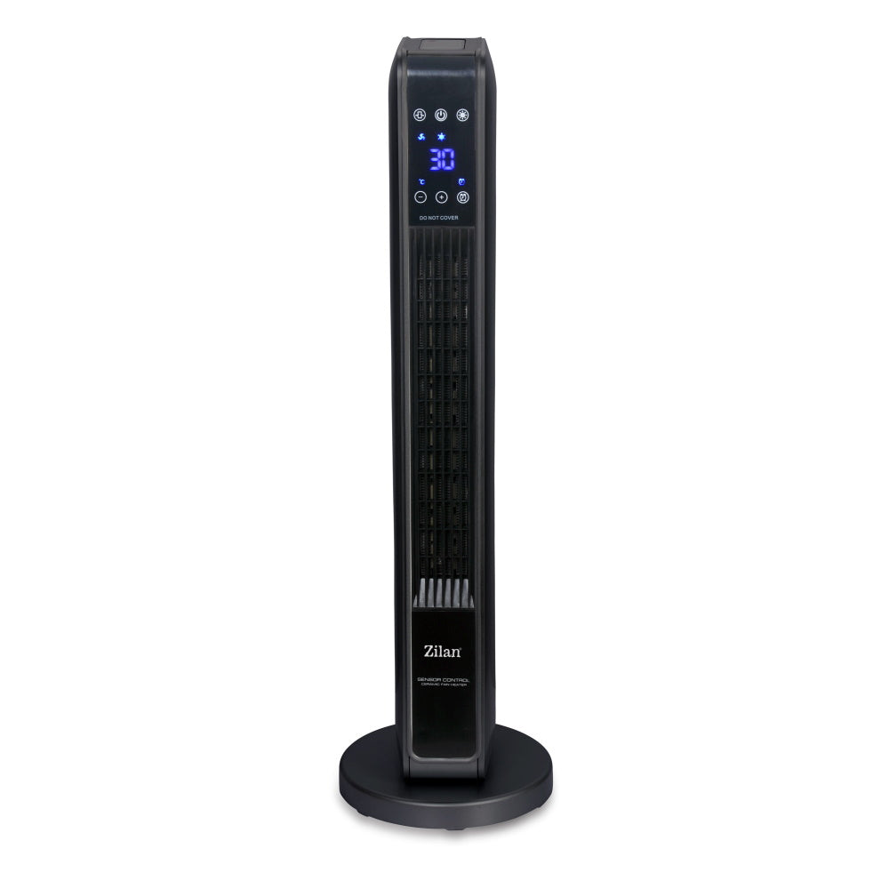 Ventilador torre cerámico Zilan ZLN2076 Negro, 2200W, Pantalla regulable, Temporizador 8H