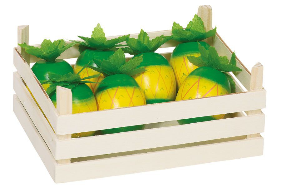 Wooden pineapple in a crate - Goki