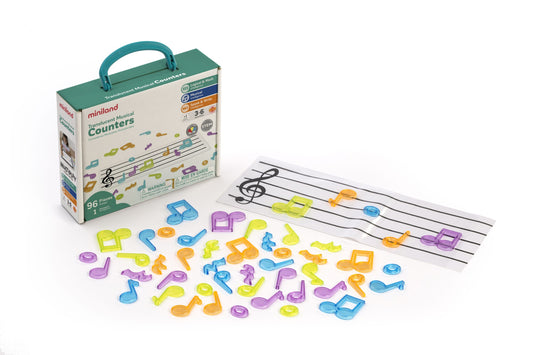 Portable set and 96 translucent musical notes