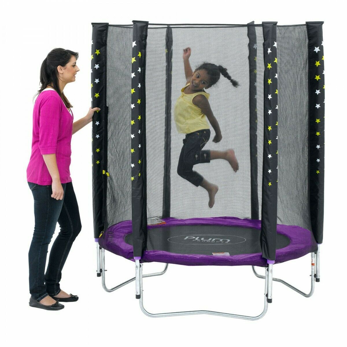 Trampoline Set With Safety Net Junior 140 Cm PLUM