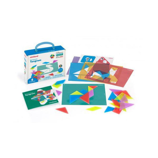 Традиционна творческа игра Tangram с полупрозрачни парчета