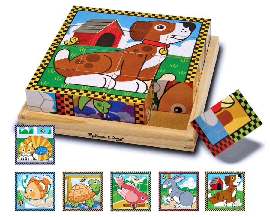 Puzzle in legno dai cubi Melissa e Doug animali domestici