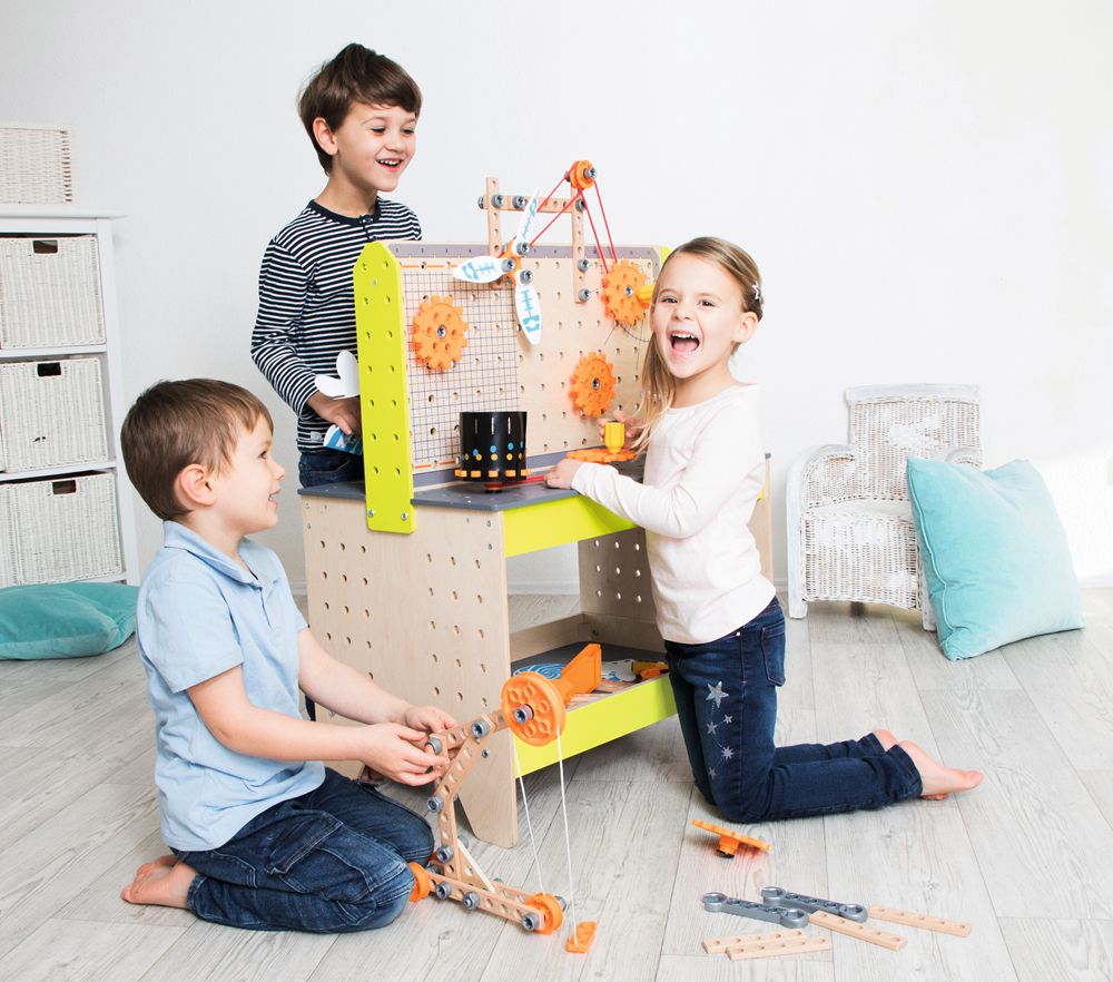 Workbench with Little Inventor accessories