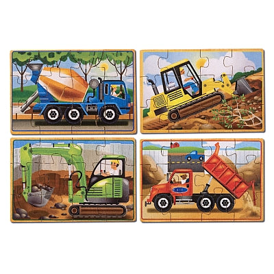 Set di 4 puzzle in legno in una scatola Mezzi da cantiere Melissa e Doug