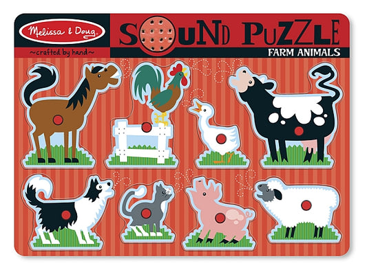 Puzzle in legno con suoni degli animali della fattoria di Melissa e Doug