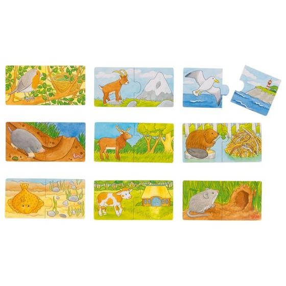 Set de 9 puzzleuri Unde locuiesc animalele?