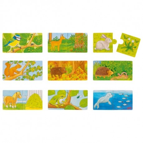 Set di 9 puzzle Cosa mangiano gli animali?