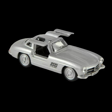 Coche miniatura Mercedes-Benz 300SL Coupé 1954, escala 1:36, 12,8 cm, gris