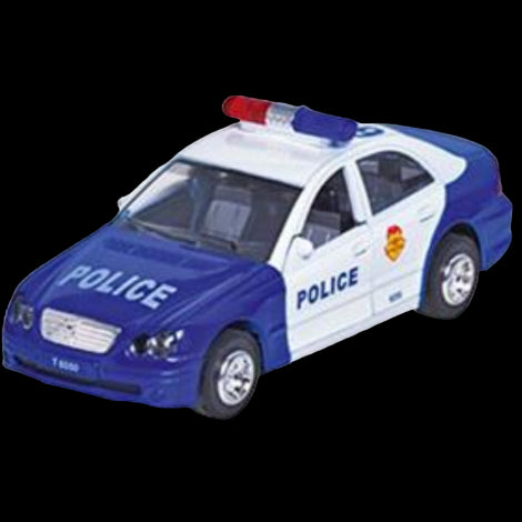 Masinuta die cast cu sunete si lumini, 15 cm, politie, albastra