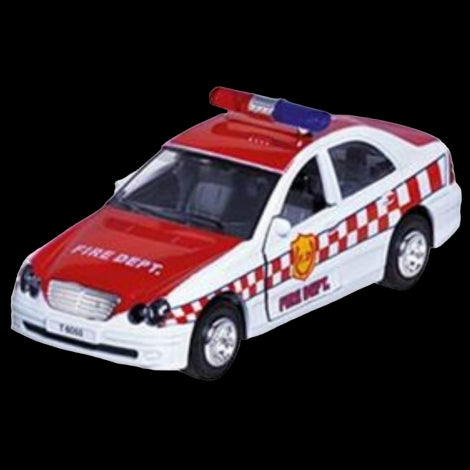 Masinuta die cast cu sunete si lumini, 15 cm, pompieri, alba