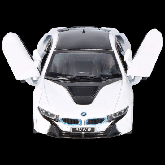 Coche en miniatura BMW i8, escala 1 a 36, ​​12,5 cm, blanco