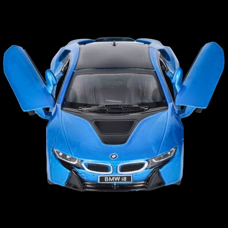 Coche en miniatura BMW i8, escala 1 a 36, ​​12,5 cm, azul