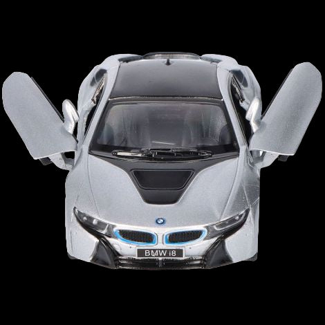 Coche en miniatura BMW i8, escala 1 a 36, ​​12,5 cm, gris