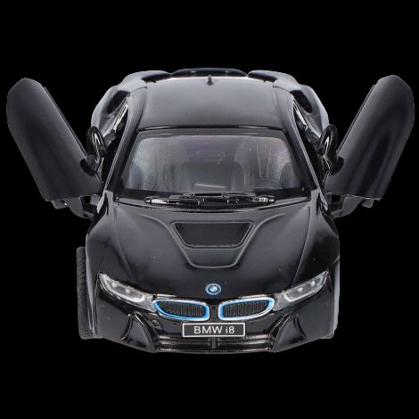 Coche en miniatura BMW i8, escala 1 a 36, ​​12,5 cm, negro