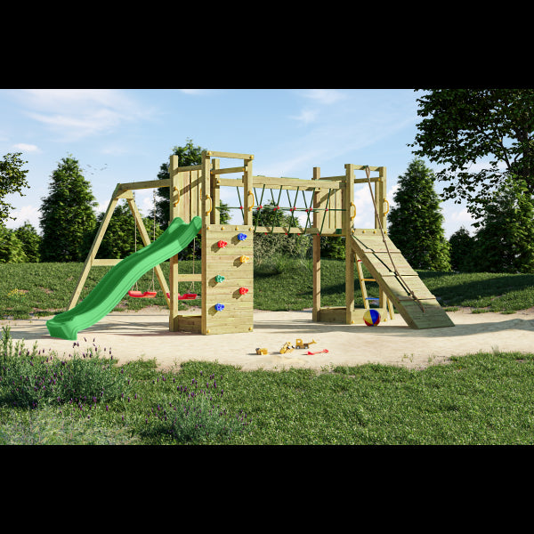 Complejo de juegos de madera con 2 torres y puente Maxi Exposure Fungoo