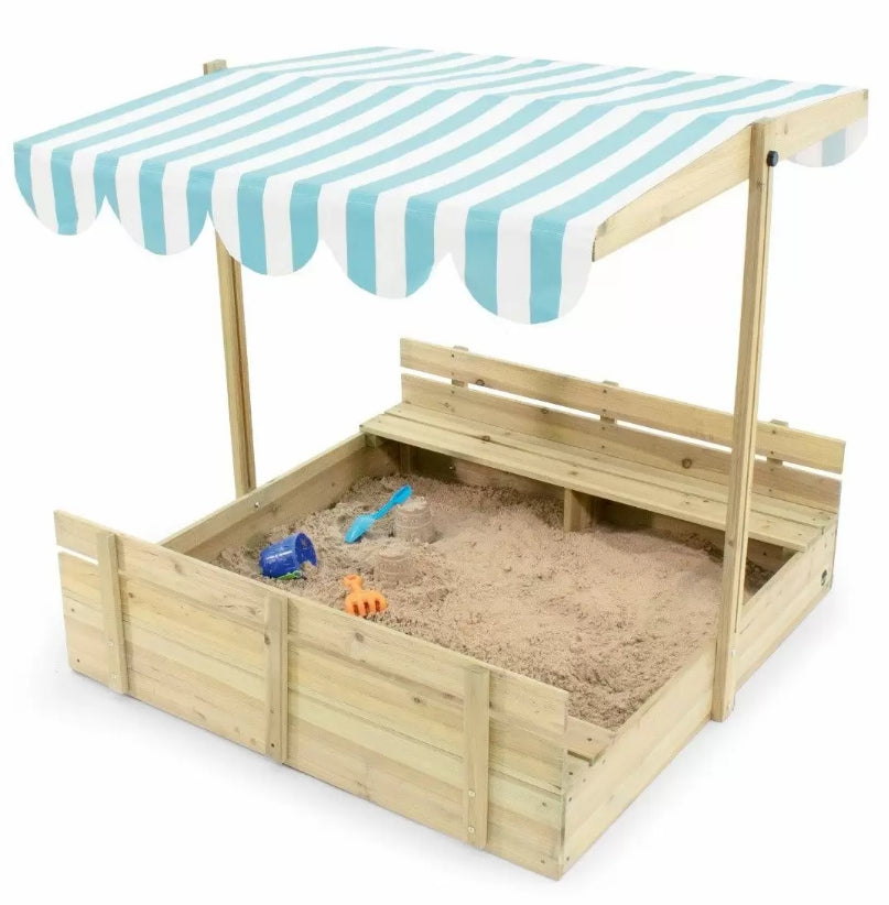 Sandbox with benches and adjustable sunshade, Plum 25509