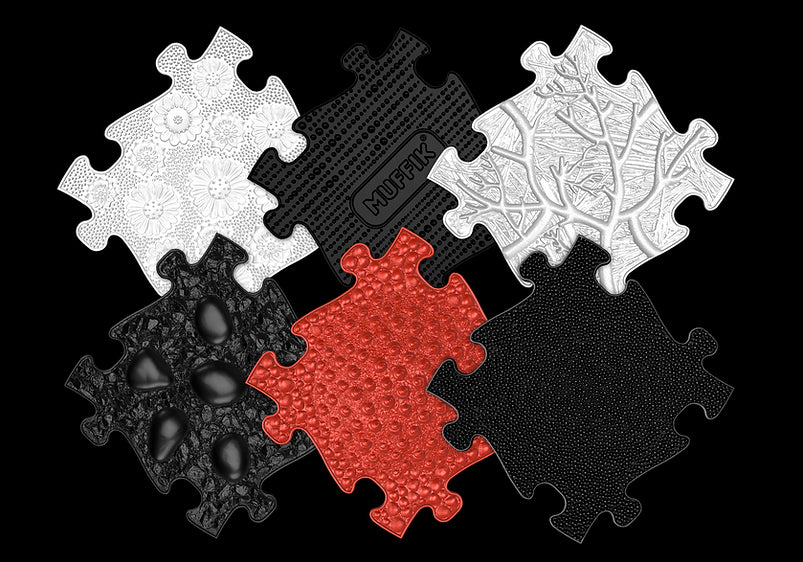 Orthopedic sensory puzzle mat Set Red and Black for babies Muffik