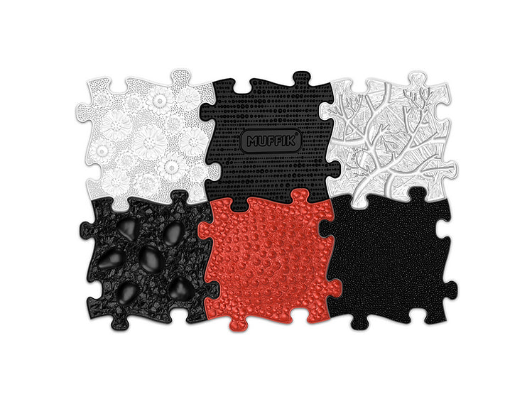 Orthopedic sensory puzzle mat Set Red and Black for babies Muffik