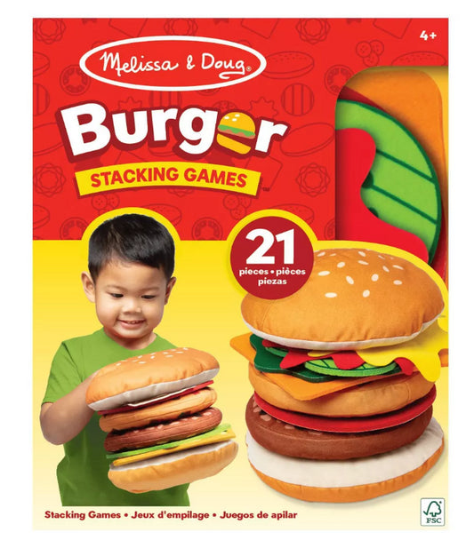 Educational game of stacking and matching the giant burger