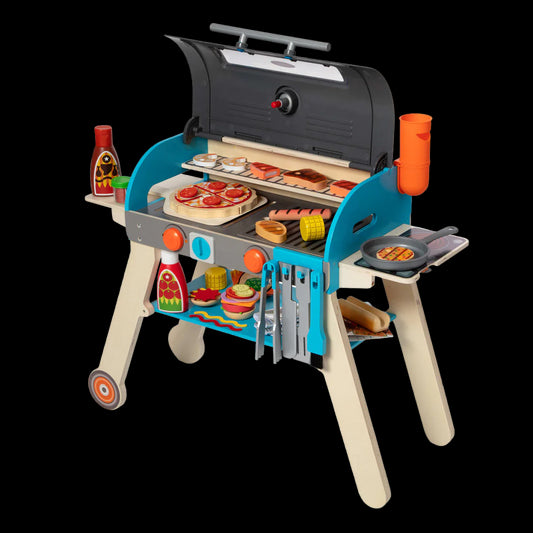 Wooden play set with Grill and Pizza accessories