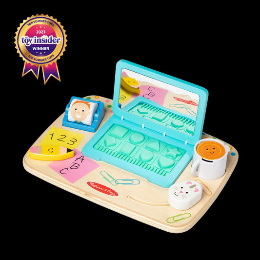 Wooden toy laptop for toddlers