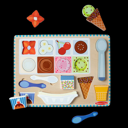 Wooden play set and magnetic puzzle Ice cream