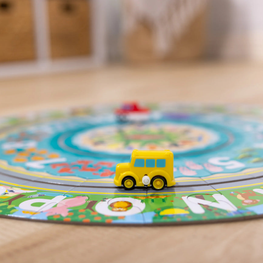 Circular floor puzzle for learning numbers and letters (English) Seaside