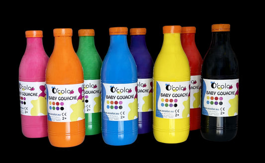 Set of 8 x 1000 ml Washable painting gouache, suitable for small children, starting from 2 years