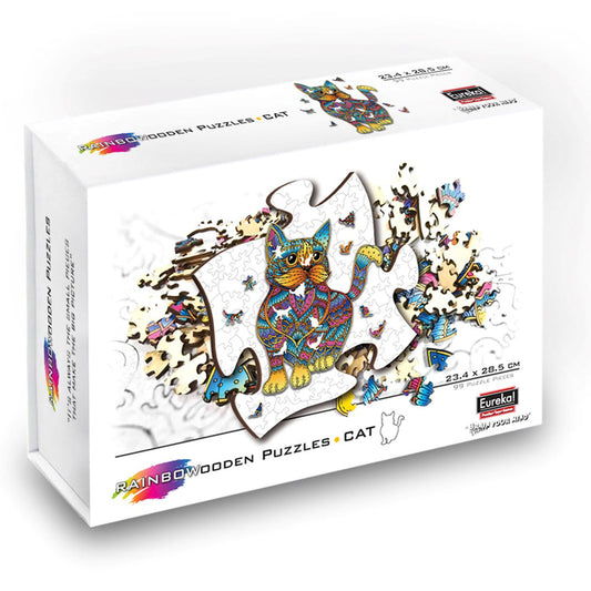 Puzzle de madera multicolor - Gato, 99 piezas