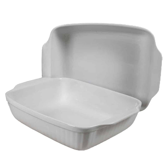 Set 2 Piatti Termoresistenti Bianco 28x24x8 cm