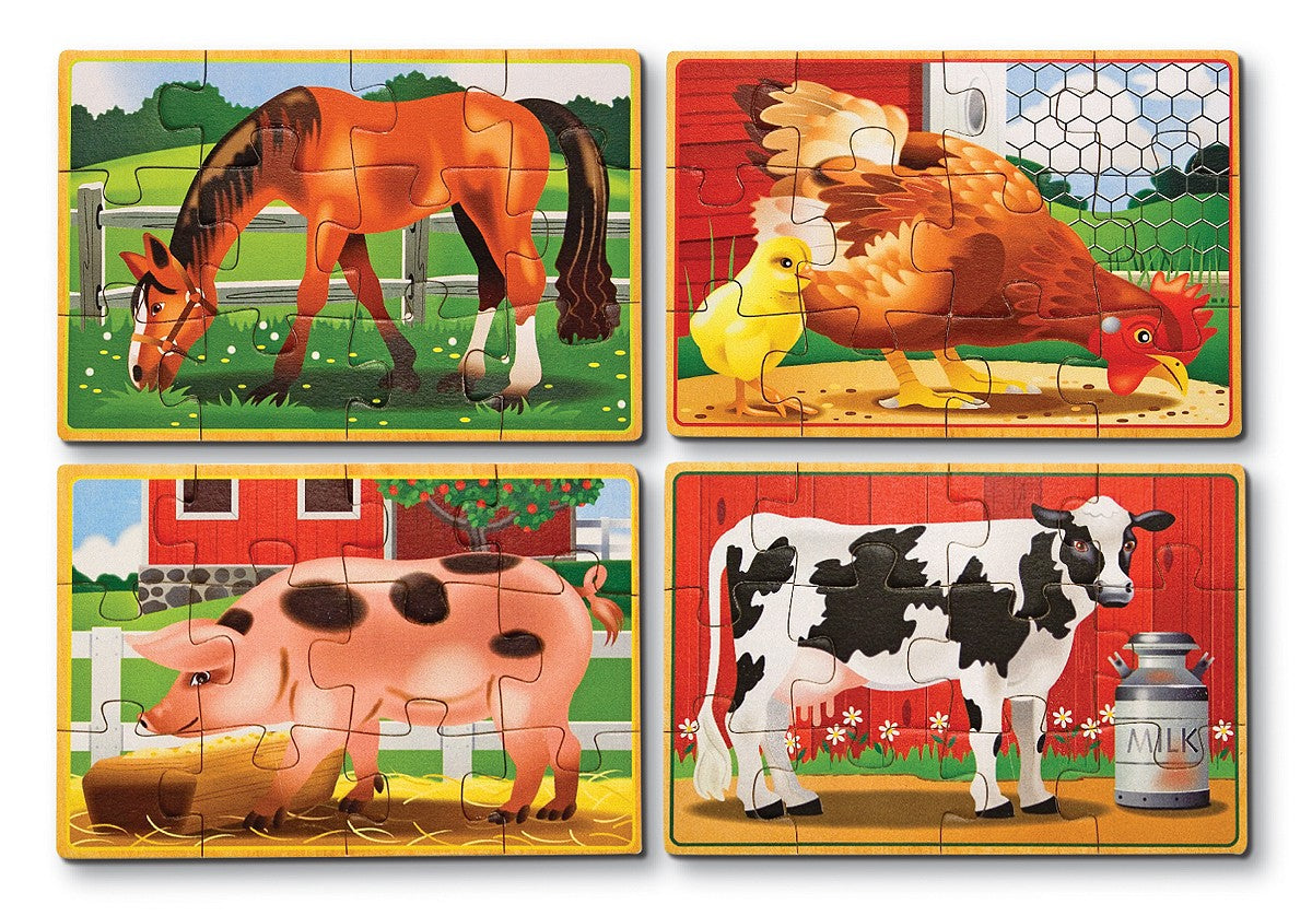 Set di 4 puzzle in legno in una scatola Animali domestici Melissa e Doug