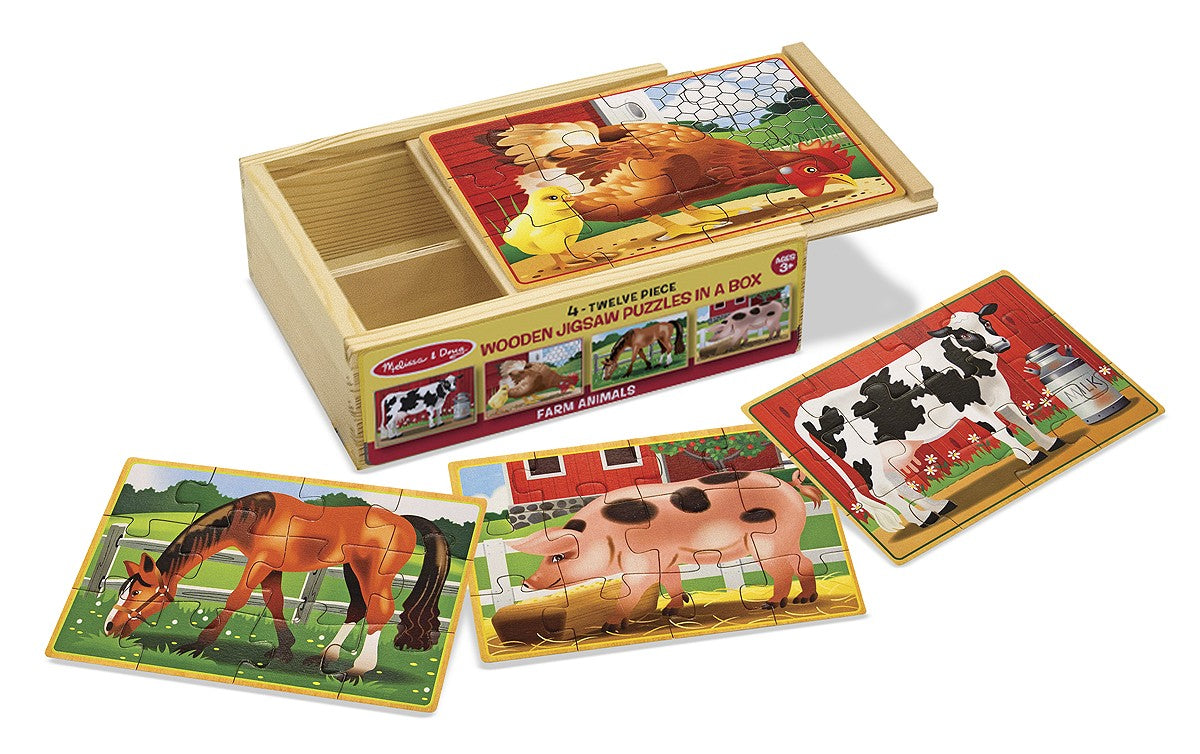 Set di 4 puzzle in legno in una scatola Animali domestici Melissa e Doug