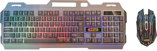 Andowl Q-808 Gaming Set RGB Illuminated Keyboard & Mouse (US English) GrayCode: 27613832