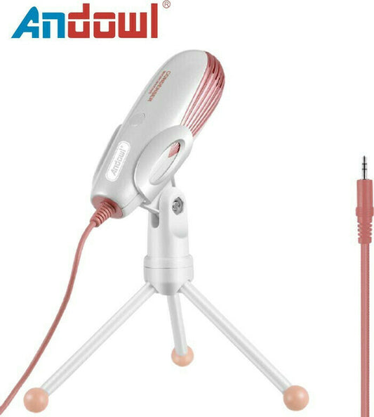 Andowl Condensator (diafragmă mare) Microfon 3.5mm SF-500 Tabletop Vocal în Culoare Rose Gold SF-500Codul: 28506929