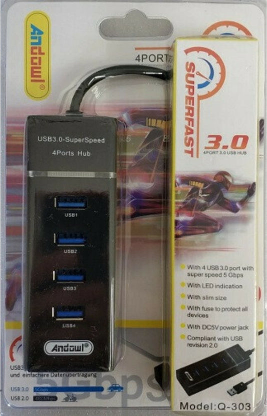 Andowl USB 3.0 hub 4 port USB-A csatlakozással Kód: 29268809