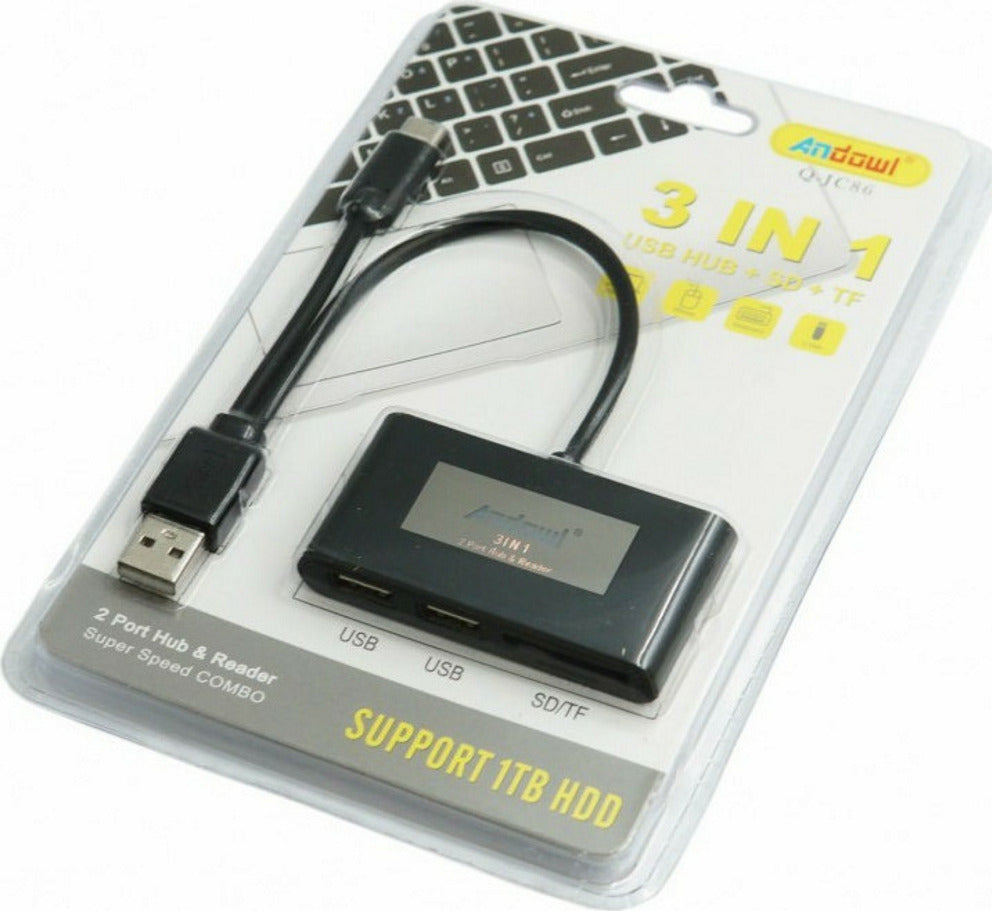 Andowl USB 2.0 hub 3 port USB-A csatlakozással Kód: 28799893