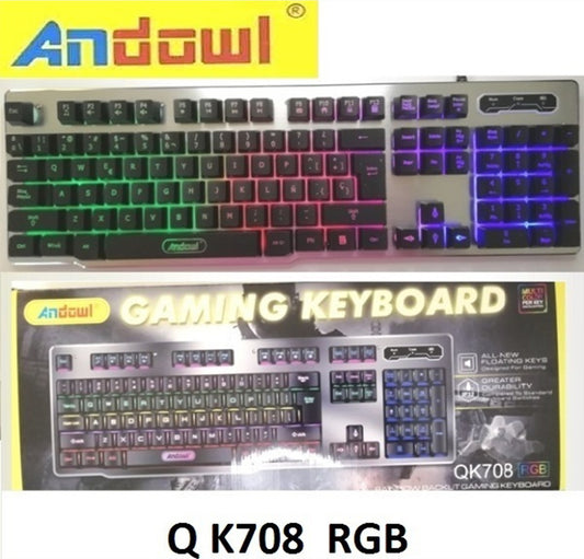 Andowl Q-K708 Gaming RGB клавиатура с подсветка (американски английски) Код: 29735838