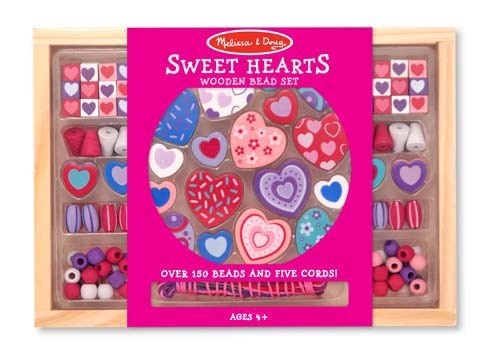 Melissa e Doug - Set di perline in legno Deco Hearts