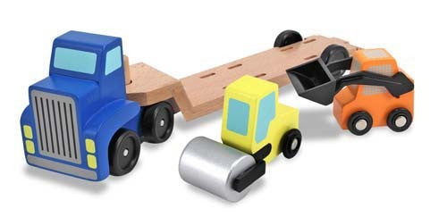 Camion trasportatore con piattaforma Melissa e Doug con macchine edili