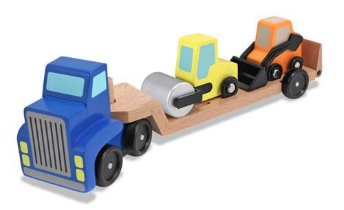 Camion trasportatore con piattaforma Melissa e Doug con macchine edili