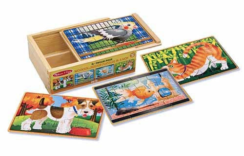 Set di 4 puzzle in legno in una scatola Gli animali domestici di Melissa e Doug