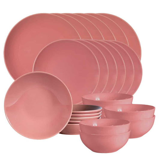 Tellerset 24-teilig, für 6 Personen, Glossy Pink, Cesiro, Shiny Dark Pink